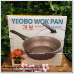 WOK 32cm 2.4kg DARK GRAY with glass lid all die casting non stick marble coated Yeobo Korea